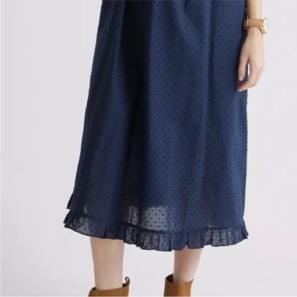 Quince Navy Swiss Dot Detailing Midi Size Large - Picture 3 of 7